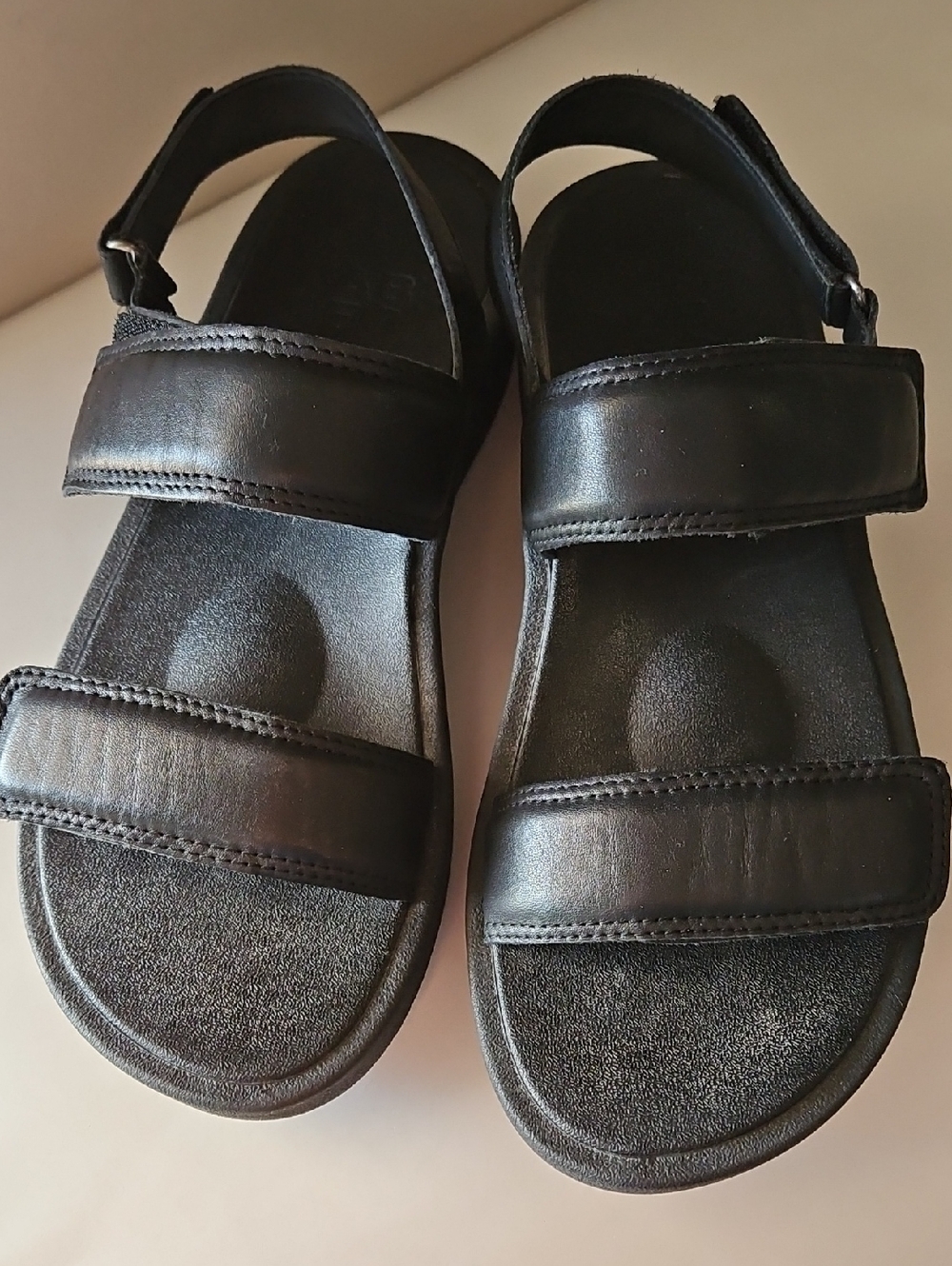 ABEO PEYTON BLACK LEATHER SANDALS SZ 9